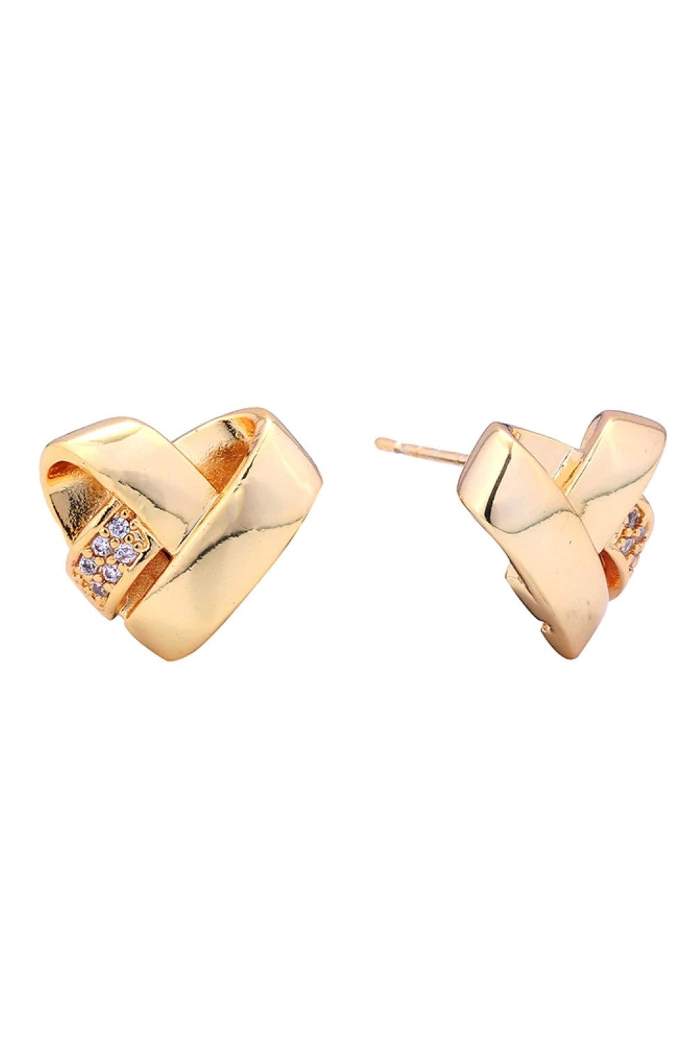 Gold Delicate broken heart design crafted in 14K gold and white dipped brass, adorned with sparkling cubic zirconia pavé stones. These hypoallergenic post earrings measure 1.6cm in diameter, making them the perfect everyday accessory. Lead and nickel compliant for sensitive skin. A meaningful piece that combines elegance with comfort.