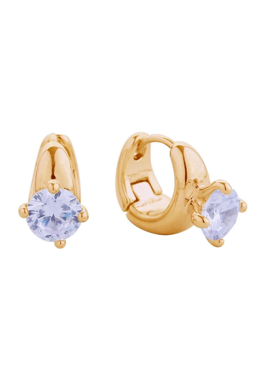 Gold Elevate your everyday elegance with these stunning 14K Diamond Ring Pave CZ Huggie Earrings. Crafted from hypoallergenic brass, these versatile pieces feature brilliant cubic zirconia pavé detailing that catches the light beautifully. With a comfortable 1.8cm diameter, they're perfect for all-day wear. Lead and nickel compliant, these earrings deliver luxury without compromise ideal for sensitive skin and conscious shoppers alike.