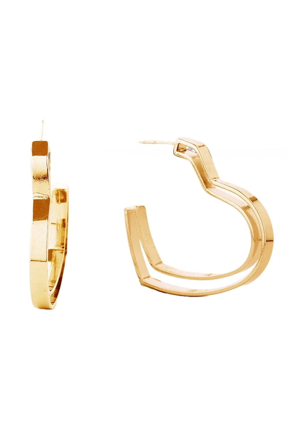 Gold Elegant heart-shaped post earrings crafted from hypoallergenic brass with a luxurious 14K gold or white gold dip finish. Each earring measures 2.11cm in diameter, offering a delicate yet noticeable presence. Designed with sensitive skin in mind, these earrings are lead and nickel compliant, making them safe for everyday wear.