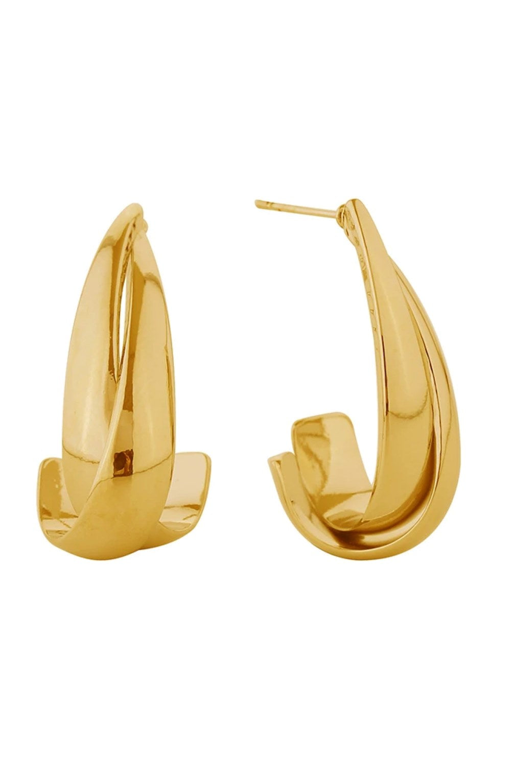 Gold Elegant double teardrop post earrings crafted in brass with 14K gold and white gold dipping. Measuring 3cm in diameter, these hypoallergenic earrings are perfect for sensitive skin. Lead and nickel compliant for safe, everyday wear. Expertly made in Korea, they combine timeless design with quality craftsmanship for a versatile addition to any jewelry collection.