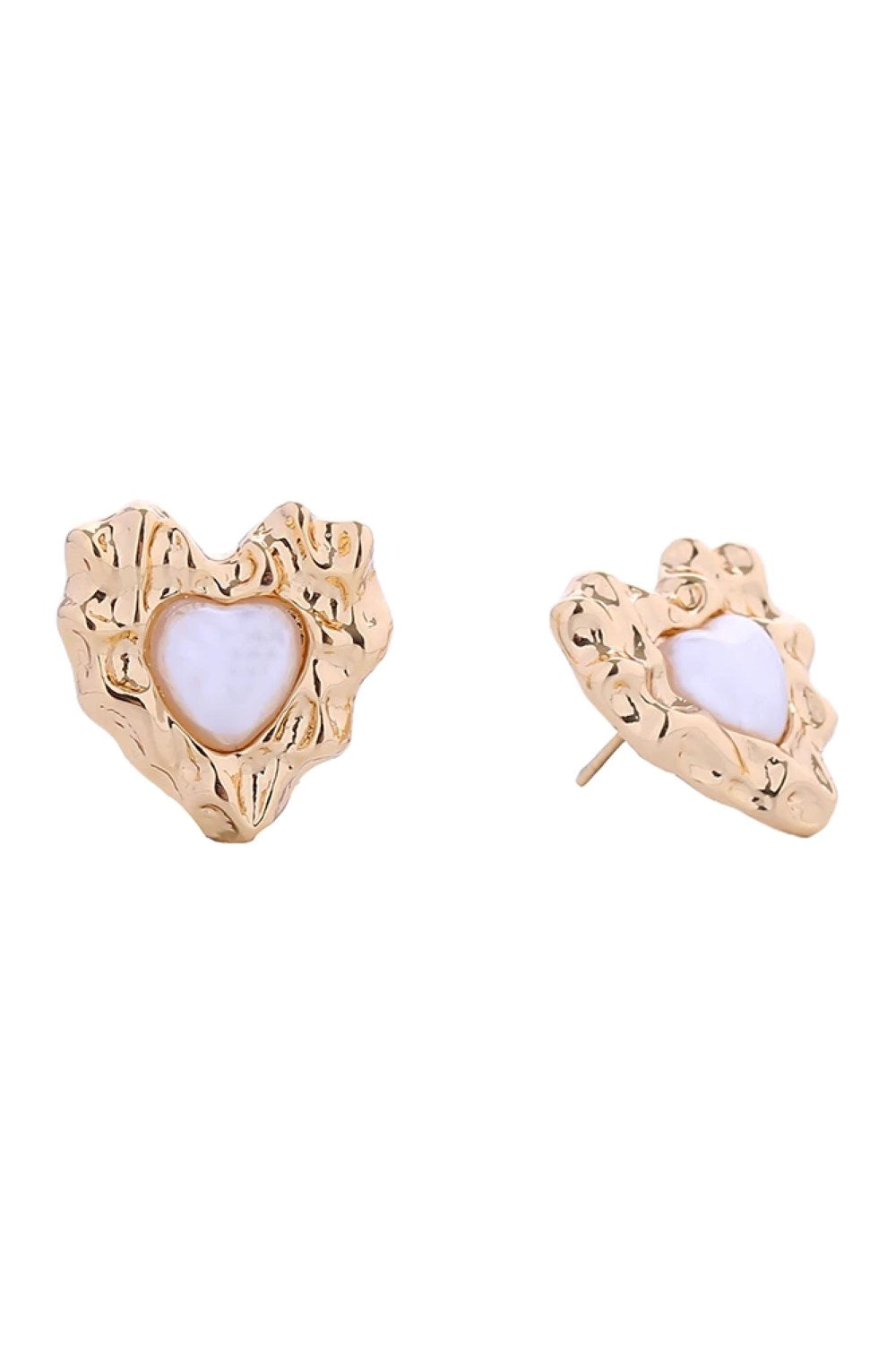 Gold Timeless elegance meets everyday wearability with these 14K Gold and White Gold dipped post earrings. Crafted from hypoallergenic brass with lustrous pearl accents, these delicate studs celebrate everlasting love with understated sophistication. Measuring just 1.7cm, they're perfectly proportioned for versatile styling from casual days to special occasions.