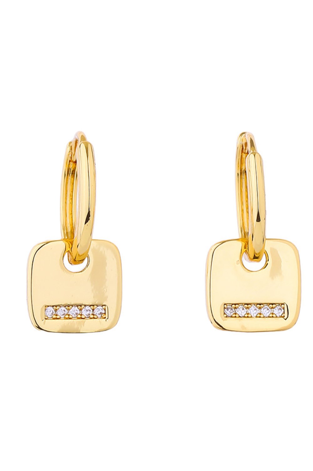 Gold Elegant huggie earrings crafted from brass with 14K gold and white dipping for a luxurious two-tone finish. Each earring features cubic zirconia pavé detailing that catches the light beautifully. With a comfortable 2.54cm diameter, these huggies sit perfectly close to the ear for a refined look. Hypoallergenic construction makes them ideal for sensitive skin, while lead and nickel compliance ensures safety and peace of mind.