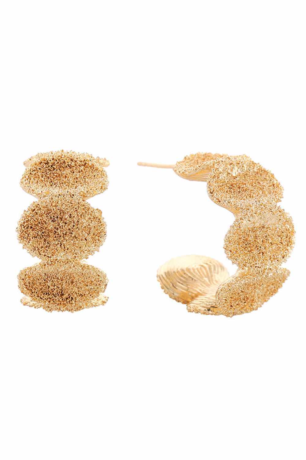 Gold Elevate your everyday look with these stunning 14K Gold/White Dipped Grain Texture Grumple Post Earrings. Crafted from hypoallergenic brass, these earrings feature a unique textured design that catches the light beautifully. With a comfortable 2.2cm diameter, they're the perfect size for both casual and dressy occasions. Lead and nickel compliant, these earrings are safe for sensitive skin. The secure post backing ensures they stay in place all day long. A versatile addition to any jewelry collection.
