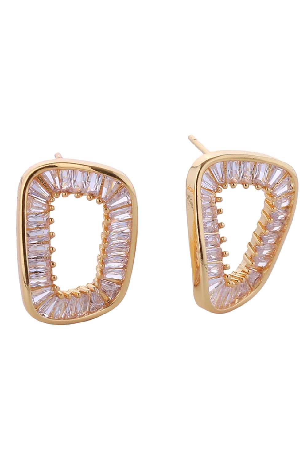 Gold Elegant 14K gold and white dipped hollow oval post earrings featuring sparkling cubic zirconia pavé detailing. Crafted from hypoallergenic brass, these 2cm diameter earrings are perfect for sensitive skin. Lead and nickel compliant for safe, everyday wear. The lightweight hollow design offers comfortable all-day styling with timeless sophistication.