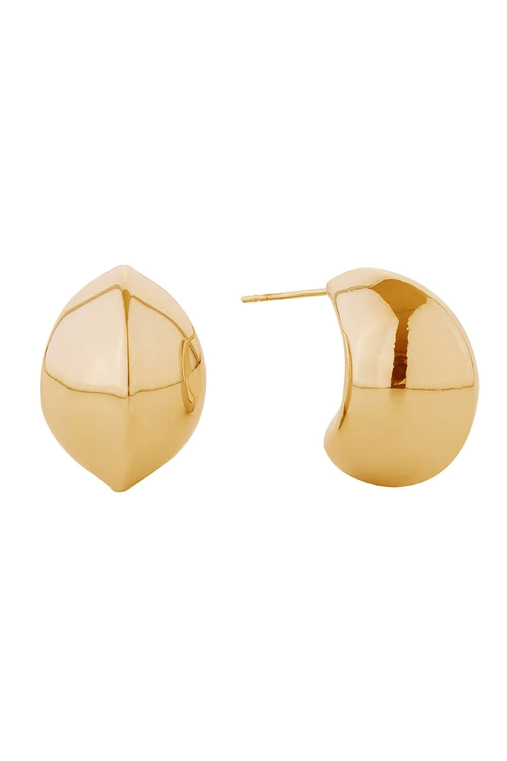Gold Elegant oval dome post earrings crafted in brass with 14K gold or white gold dipping. Measuring 2.4cm in diameter, these hypoallergenic studs offer a timeless, polished look perfect for everyday wear or special occasions. Lead and nickel compliant for sensitive skin.