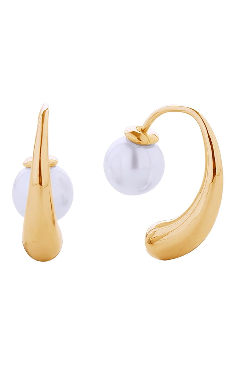 Gold Elegant drop pearl earrings featuring lustrous Prince Rubert pearls suspended from 14K gold or white gold-dipped brass findings. Each earring measures 2cm in diameter, offering a refined silhouette that complements any occasion. Crafted with hypoallergenic materials and lead and nickel compliant for sensitive skin. Expertly made in Korea with attention to quality and detail. A timeless accessory that transitions seamlessly from day to evening wear.