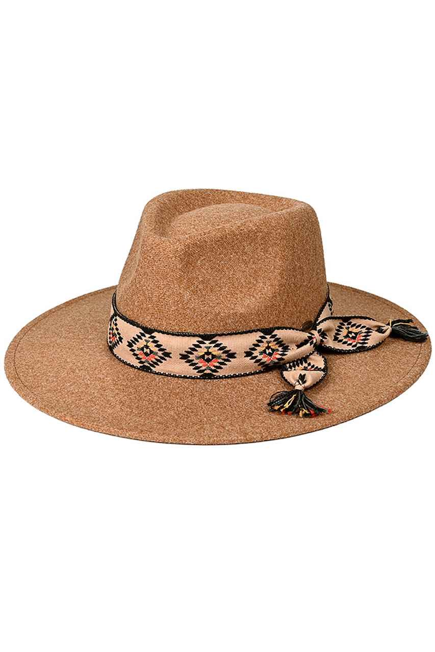 C.C Aztec Trim Band Vegan Felt Panama Hat