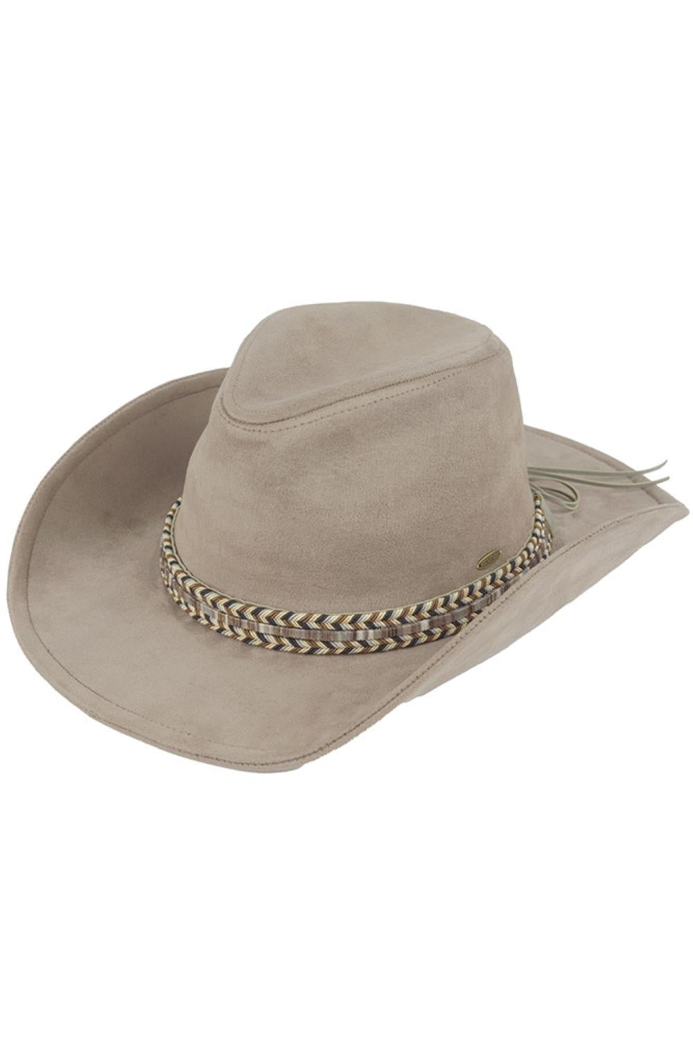 Gray Discover the perfect blend of style and comfort with this C.C Multi Thread Trim Suede Cowboy Hat. Crafted from 100% polyester, this versatile rancher delivers a soft, suede-like feel in classic colors including black, camel, gray, and red. The flexible design transitions seamlessly from traditional cowboy to modern fedora styling.