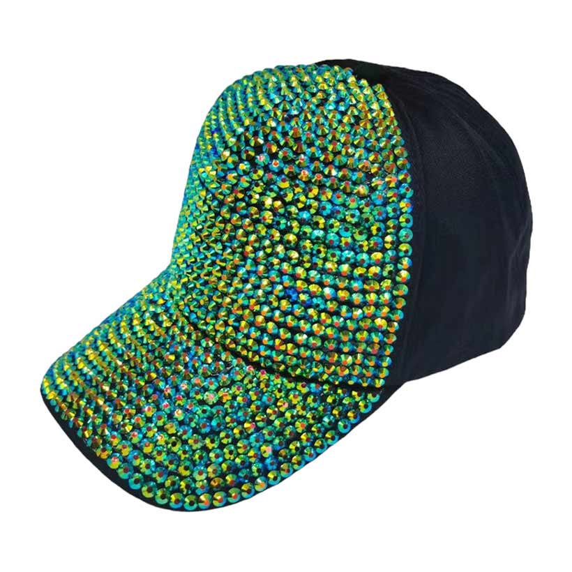 Green Trendy Bling Studded Baseball Cap, this stylish baseball cap is the perfect accessory for any casual outing. Comfortable and perfect for keeping the sun off of your face. Ideal for travelers who are on vacation or just spending some time in the great outdoors. This cap is a fantastic gift for your loved one.