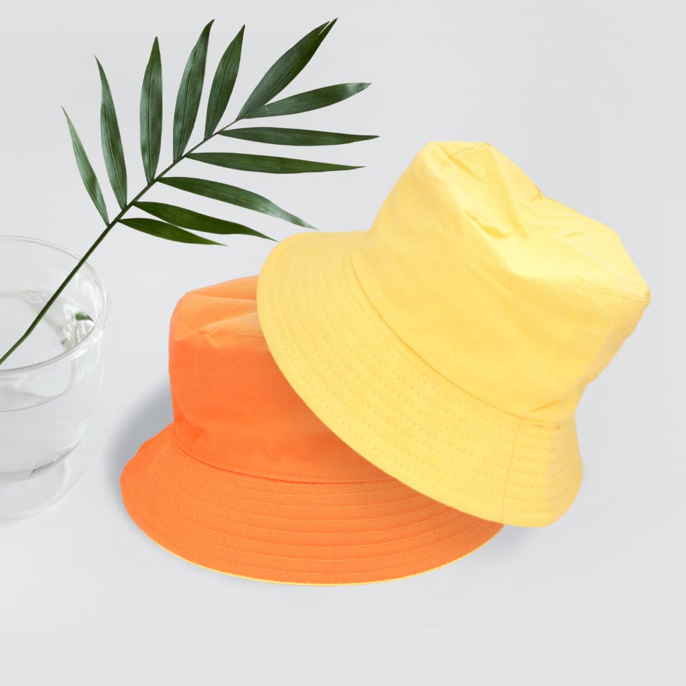 Madeline Love Yellow Reversible Solid Bucket Hat - Hats - desc