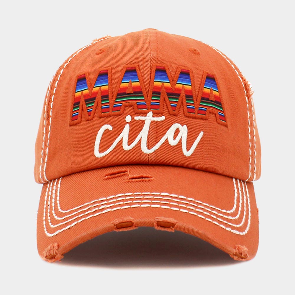 Madeline Love Orange Serape MAMA CITA Message Vintage Baseball Cap - Hats