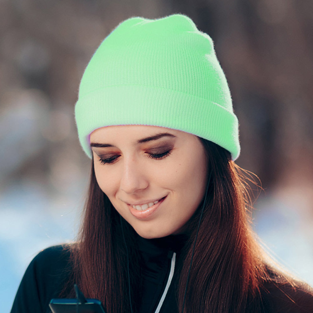 Green Soft Basic Beanie Hat