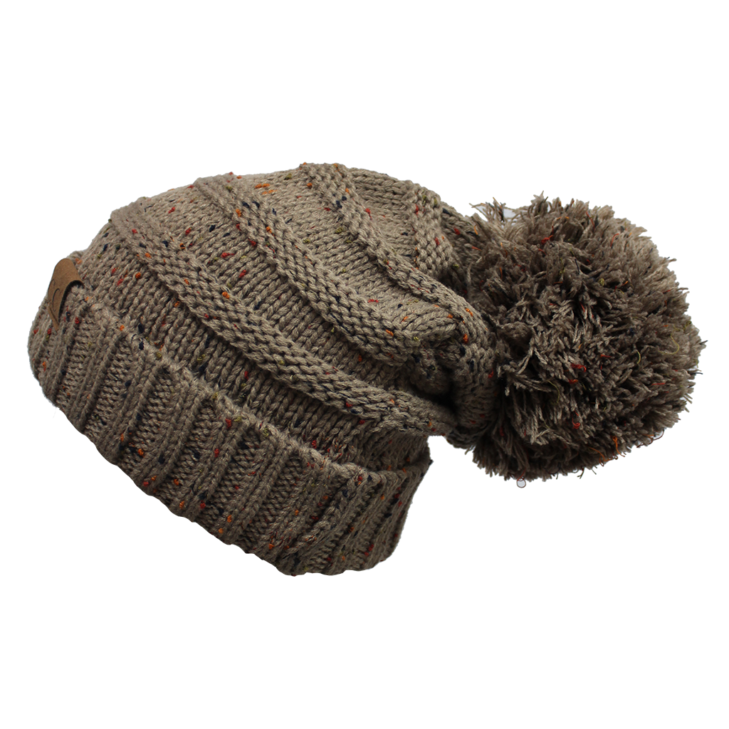 C.C Oversized Cable Knit Confetti Hat With 15 Cm Pom