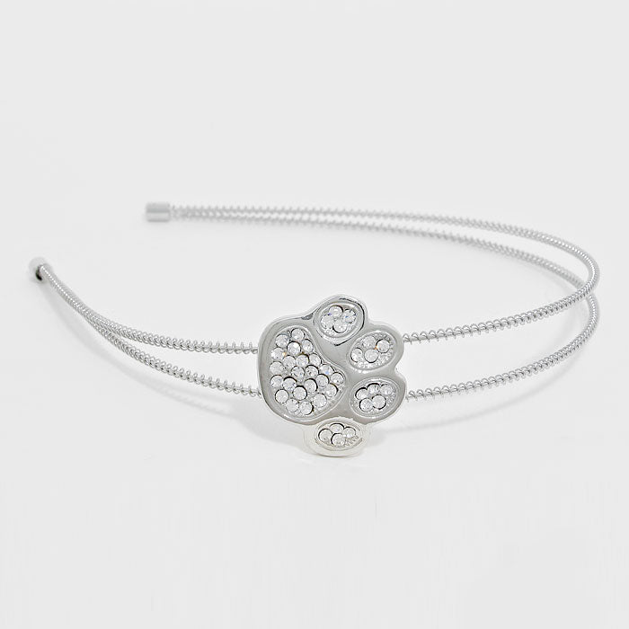 Madeline Love Silver, Clear Crystal Pave Paw Headband - Hair Accessories