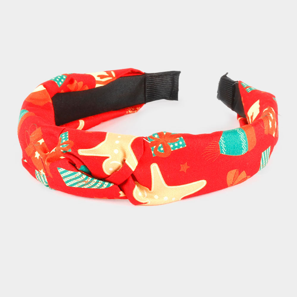 Madeline Love Red Christmas Gift Gingerbread Man Burnout Knot Headband - Hair Accessories