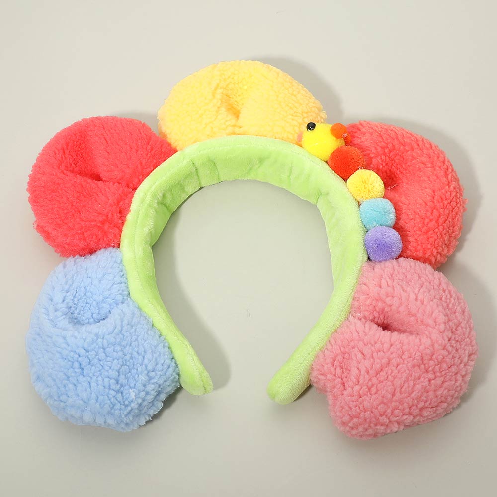 Madeline Love Multi Plush Floral Caterpillar Pom Headband - Hair Accessories - desc