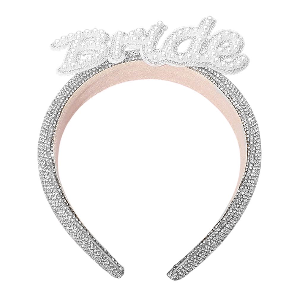 Madeline Love Silver Pearl BRIDE Accent Bling Studded Headband - Hair Accessories - extra