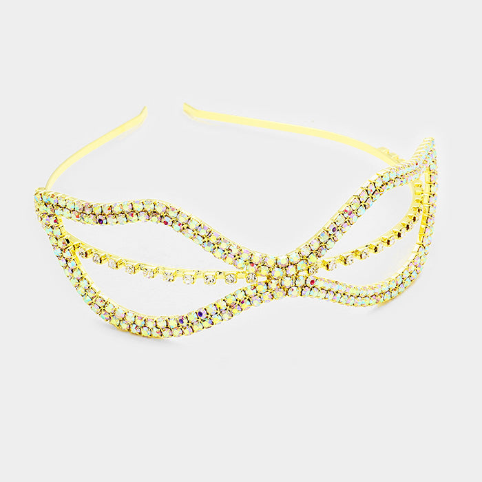 Madeline Love Gold, AB Crystal rhinestone bow headband - Hair Accessories