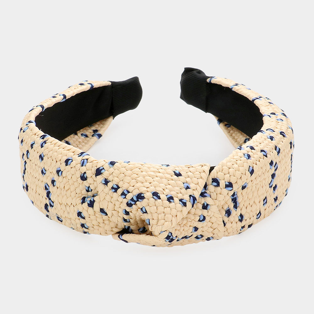 Madeline Love Blue Braided Straw Knot Burnout Headband - Hair Accessories