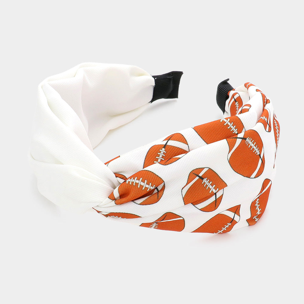 Madeline Love White Game Day Football Patterned Twisted Headband - Hair Accessories