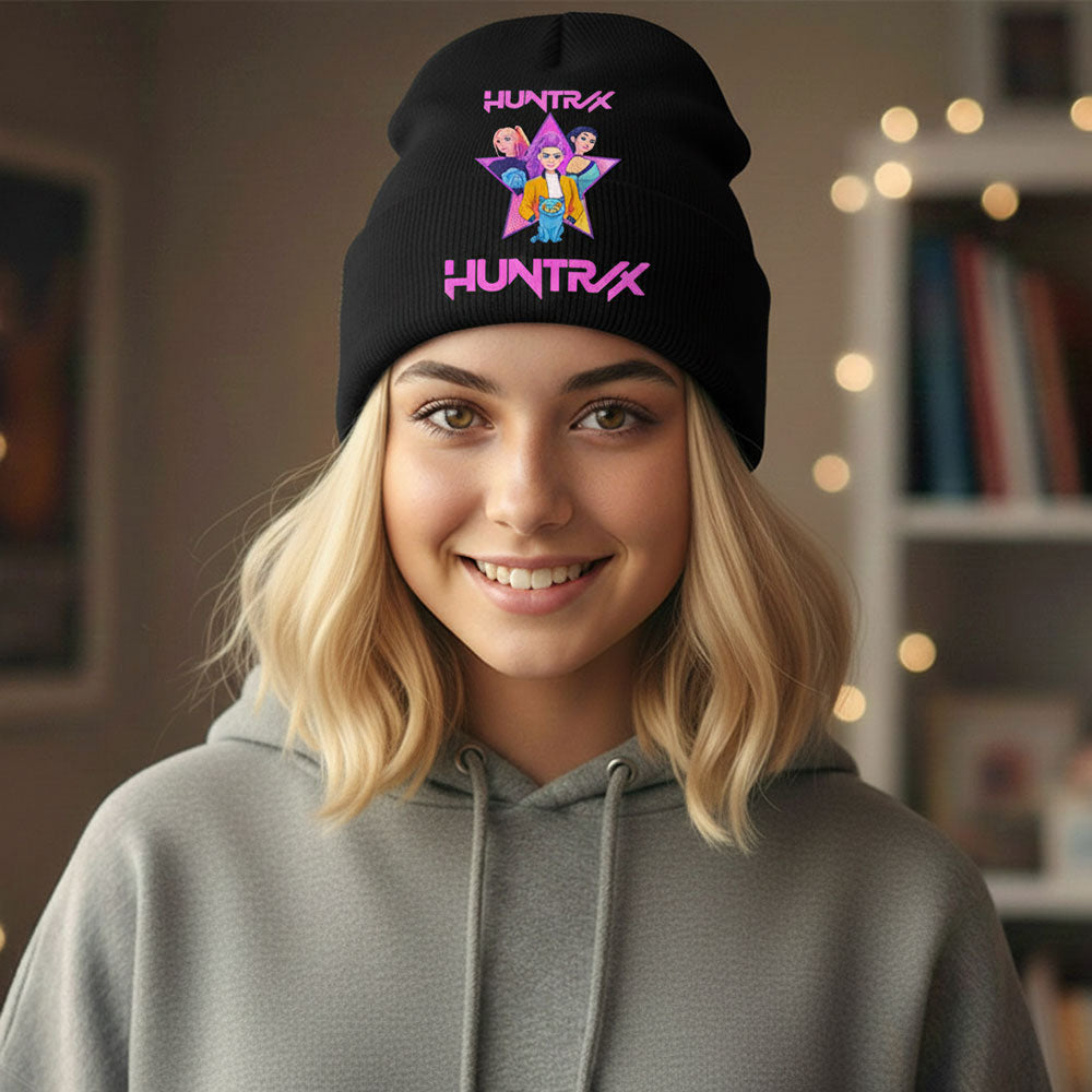 Madeline Love Black, Pink KPOP Demon Hunters HUNTRIX Graphic Winter Beanie Hat - Hats