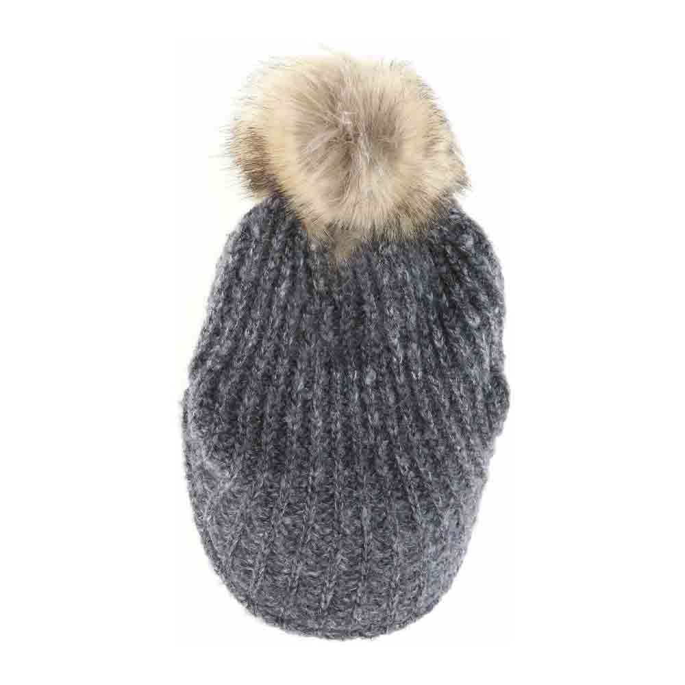 HeatherGrey C.C Cable Knitted Brim Beanie Natural Faux Fur Pom Pom Warm Winter Hat; reach for this classic toasty hat to keep you nice and warm in the chilly winter weather, the wintry touch finish to your outfit. Perfect Gift Birthday, Christmas, Holiday, Anniversary, Stocking Stuffer, Secret Santa, Valentines Day, Loved One, BFF