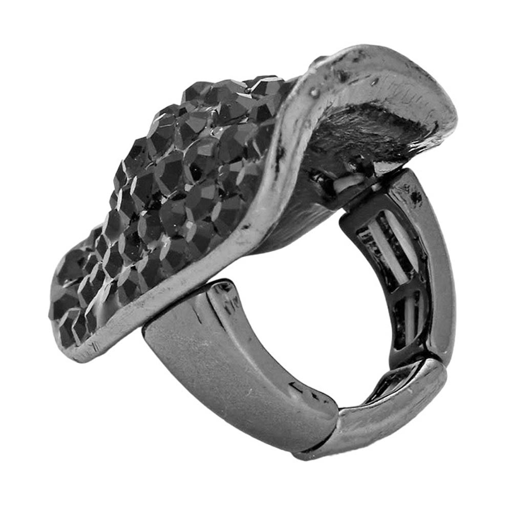 Black Crystal Rhinestone Pave Stretch Cocktail Ring is the perfect accessory for any outfit and it will add a touch of luxury to your look. It features a stretchable band for added comfort. An exquisite gift for your wife, sister, girlfriend, mom, and friends. Perfect for adding a touch of glam to any outfit.