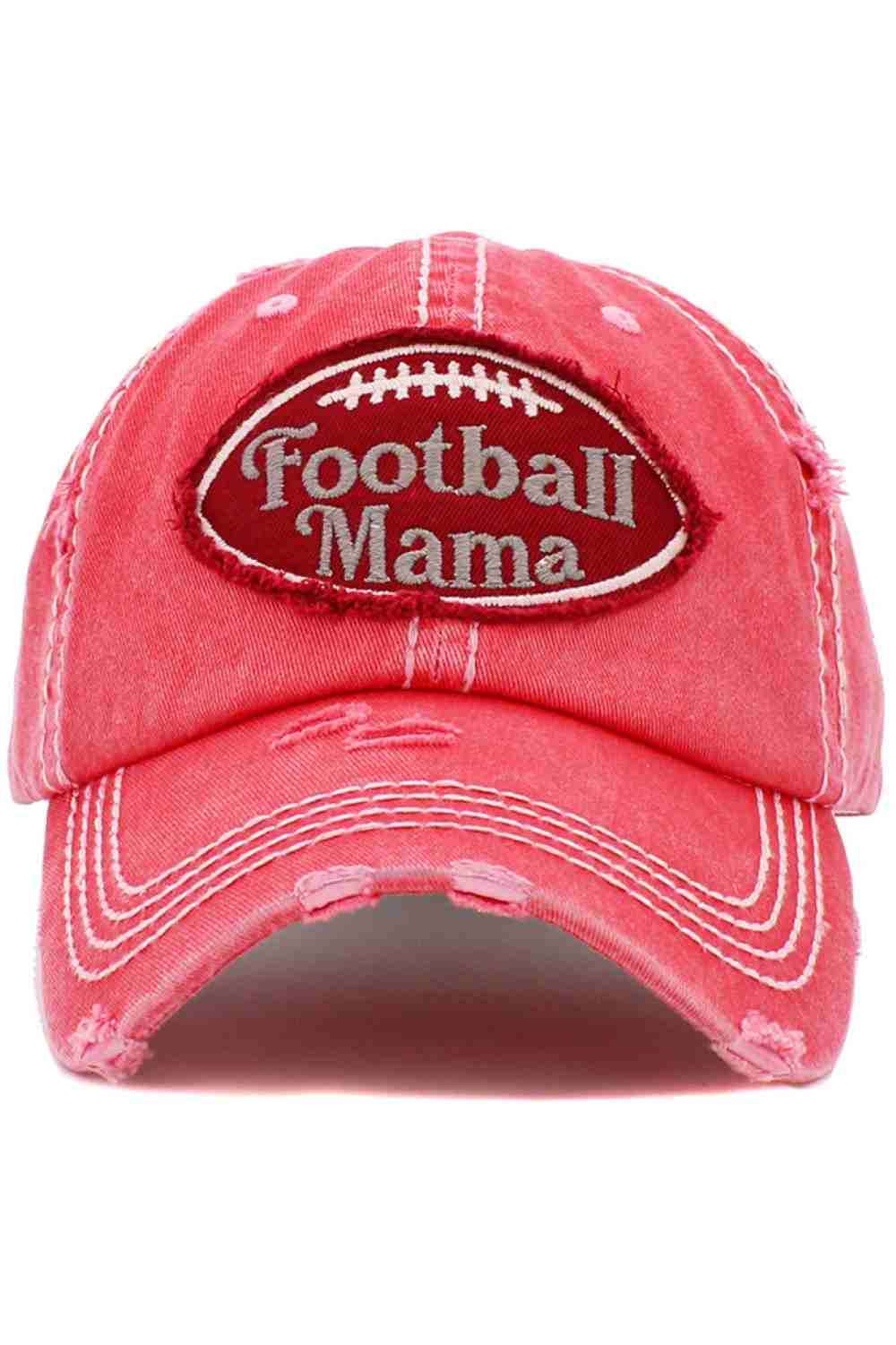 The FOOTBALL MAMA Washed Vintage Ball Cap features a sporty, proud slogan with a perfectly worn-in vintage finish for a relaxed, game-day ready look. Comfortable and easy to style, it’s perfect for cheering from the sidelines, everyday errands, and showing off your football mom pride.