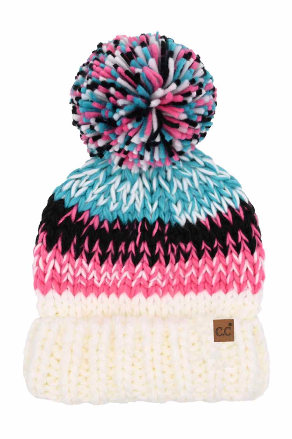Ivory Elevate your winter style with our C.C Multi Color Chunky Yarn Pom Beanie. Embrace cozy elegance with its vibrant hues and plush chunky knit. This versatile accessory adds a pop of fun to any outfit, making it perfect for snowy strolls or coffee dates. Treat yourself or surprise a loved one with this charming beanie—it's the ideal gift for the fashion-forward woman in your life. Warm up in style and shop now!