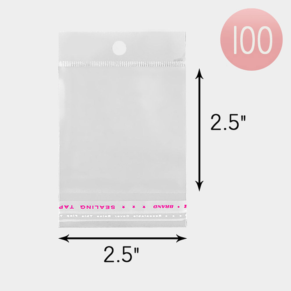 Madeline Love Clear 100PCS - 2.5" X 2.5" Clear plastic jewelry bags