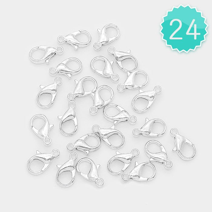 Madeline Love Silver 24 PCS - 10 mm Lobster Claw Clasps - Jewelry