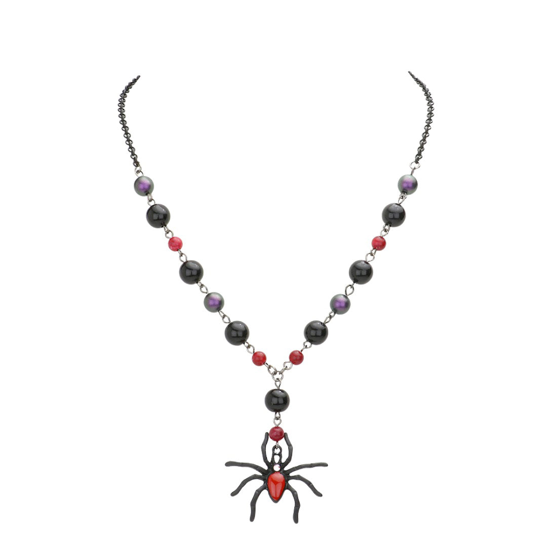 Jet Black Spider Pendant Beaded Necklace. Beautifully crafted design adds a gorgeous glow to any outfit. Jewelry that fits your lifestyle! Perfect Birthday Gift, Anniversary Gift, Mother's Day Gift, Anniversary Gift, Graduation Gift, Prom Jewelry, Just Because Gift, Thank you Gift.