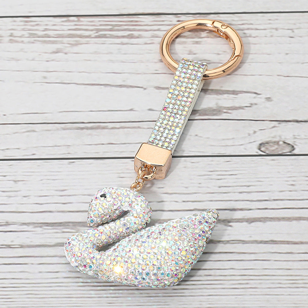 Madeline Love AB Bling Studded Swan Keychain Bag Charm - Bags & Wallets