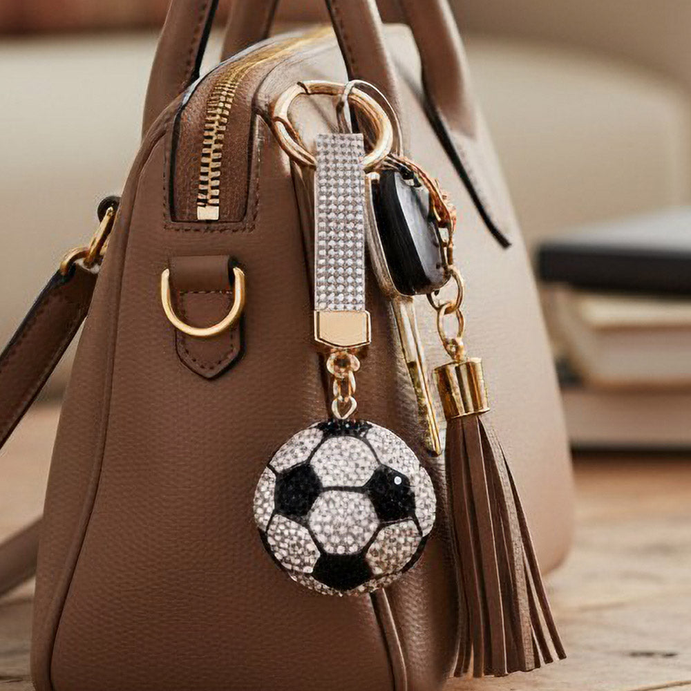 Madeline Love Clear Bling Studded Soccer Ball Bag Charm Keychain - Bags & Wallets