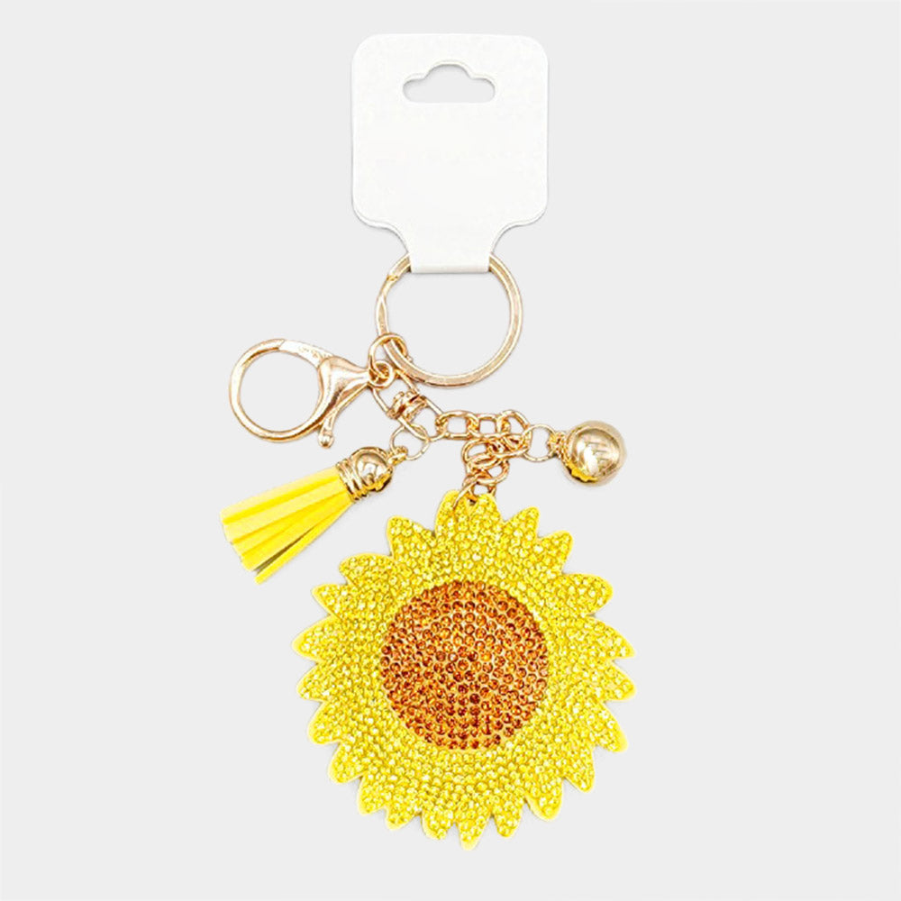 Madeline Love Yellow Bling Sunflower Tassel Keychain - Bags & Wallets