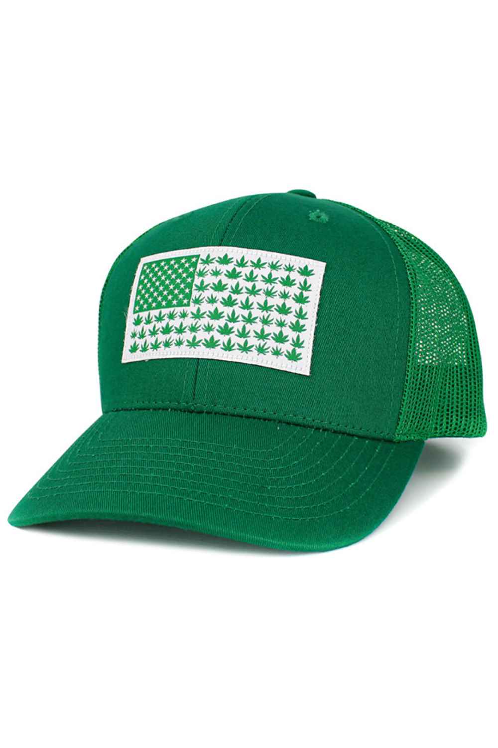 Kelly Green Show your patriotic pride with this American flag–themed baseball cap featuring a bold flag patch on the front and a breathable mesh back for all-day comfort. Designed with a classic curved brim and adjustable fit, it’s perfect for casual wear, outdoor activities, and sunny game days.