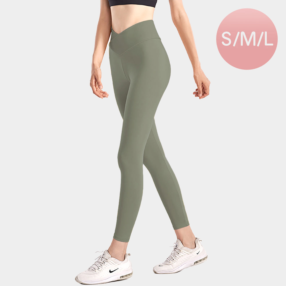 Madeline Love Green Solid Color High Rise Tights - Apparel
