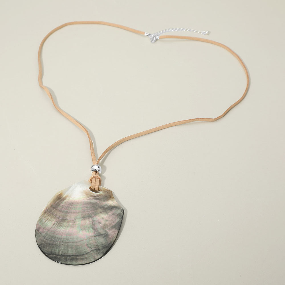 Madeline Love AB, Abalone, Rhodium Abalone Shell Teardrop Pendant Long Necklace - Necklaces