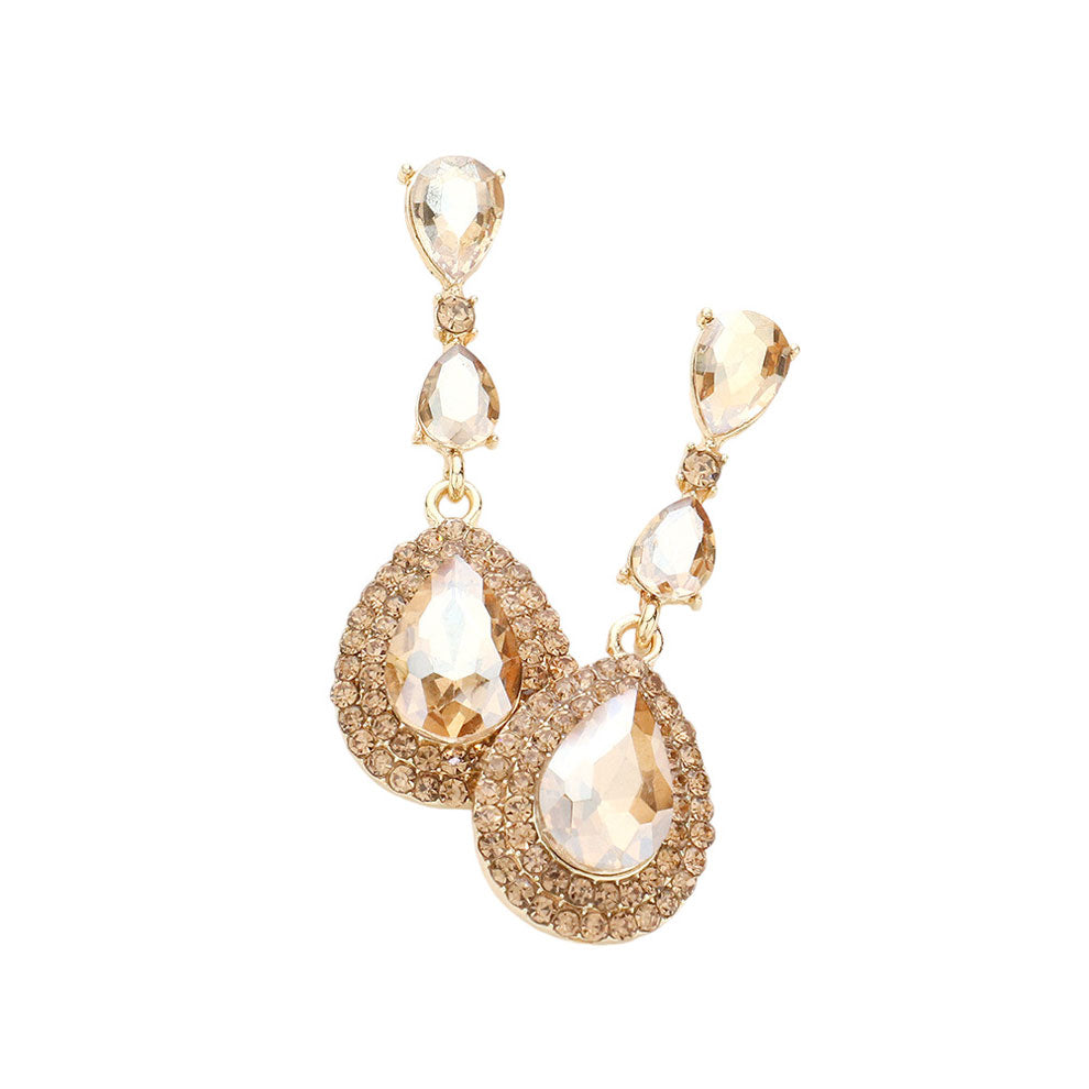Light Col Topaz Triple Teardrop Stone Link Dangle Evening Earrings, these fine evening earrings supply classic sophistication and beautiful detail with their triple teardrop stone link dangle design. These earrings are sure to eye-catching element to any outfit. Awesome gift for birthdays, anniversaries, wives, friends, and mothers.