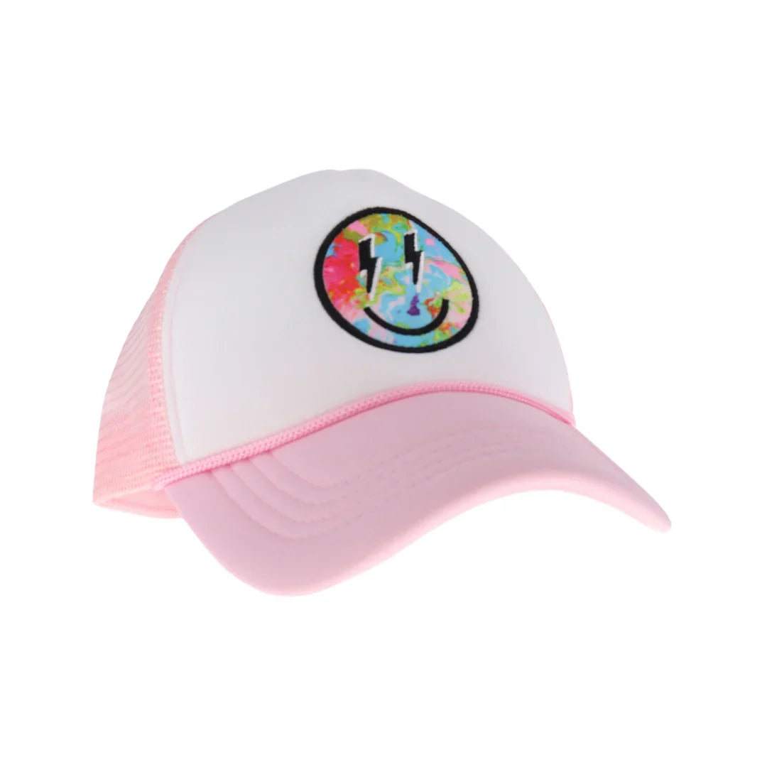 C.C Lightning Bold Eyes Smiley Face Trucker Cap