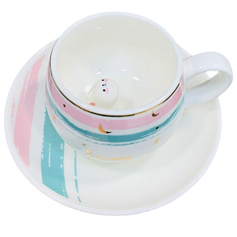 White Lovely Message Cute Bunny Ceramic Mug Cup and Saucer Set is perfect for adding a touch of cuteness to your daily routine. Made with high-quality ceramic, this set is durable and features a lovely message and cute bunny design. Enjoy your favourite hot beverage in style with this charming set.