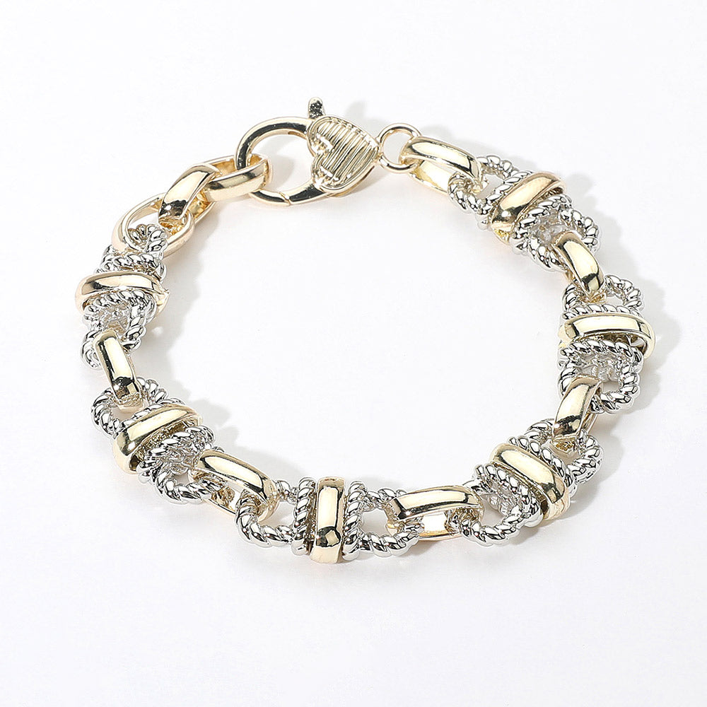Madeline Love Two Tone 14K Gold Plated Two Tone Rope Chain Link Bracelet