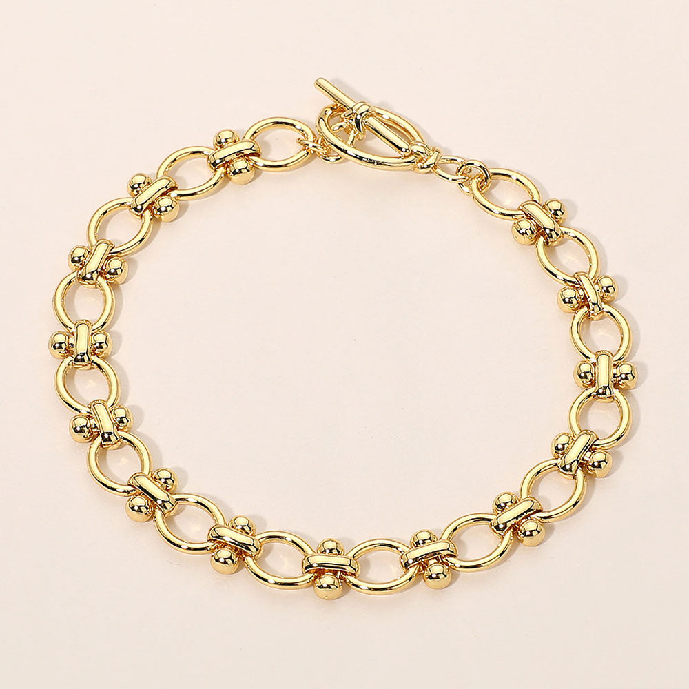 Madeline Love Gold 18K Gold Dipped Modern Link Chain Toggle Bracelet