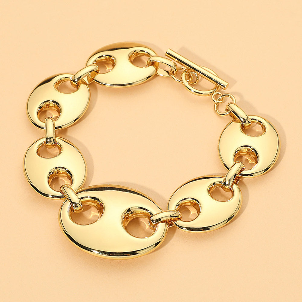 Madeline Love Gold Stainless Steel Chunky Mariner Link Toggle Bracelet
