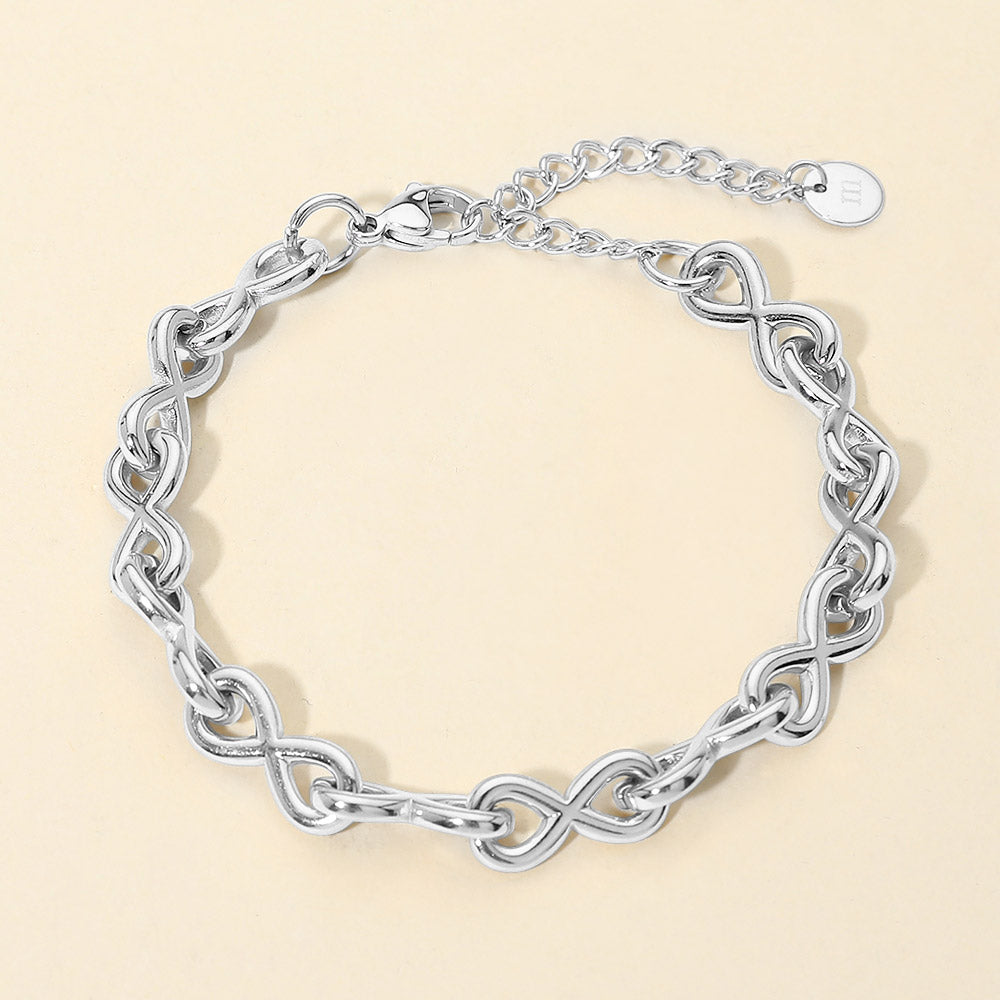 Madeline Love Silver Stainless Steel Infinity Link Chain Bracelet