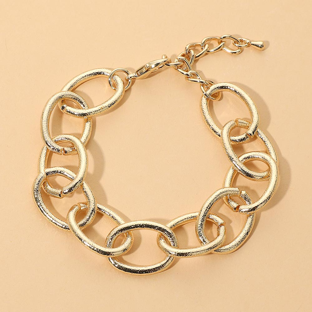 Madeline Love Gold Oversized Metal Oval Link Bracelet