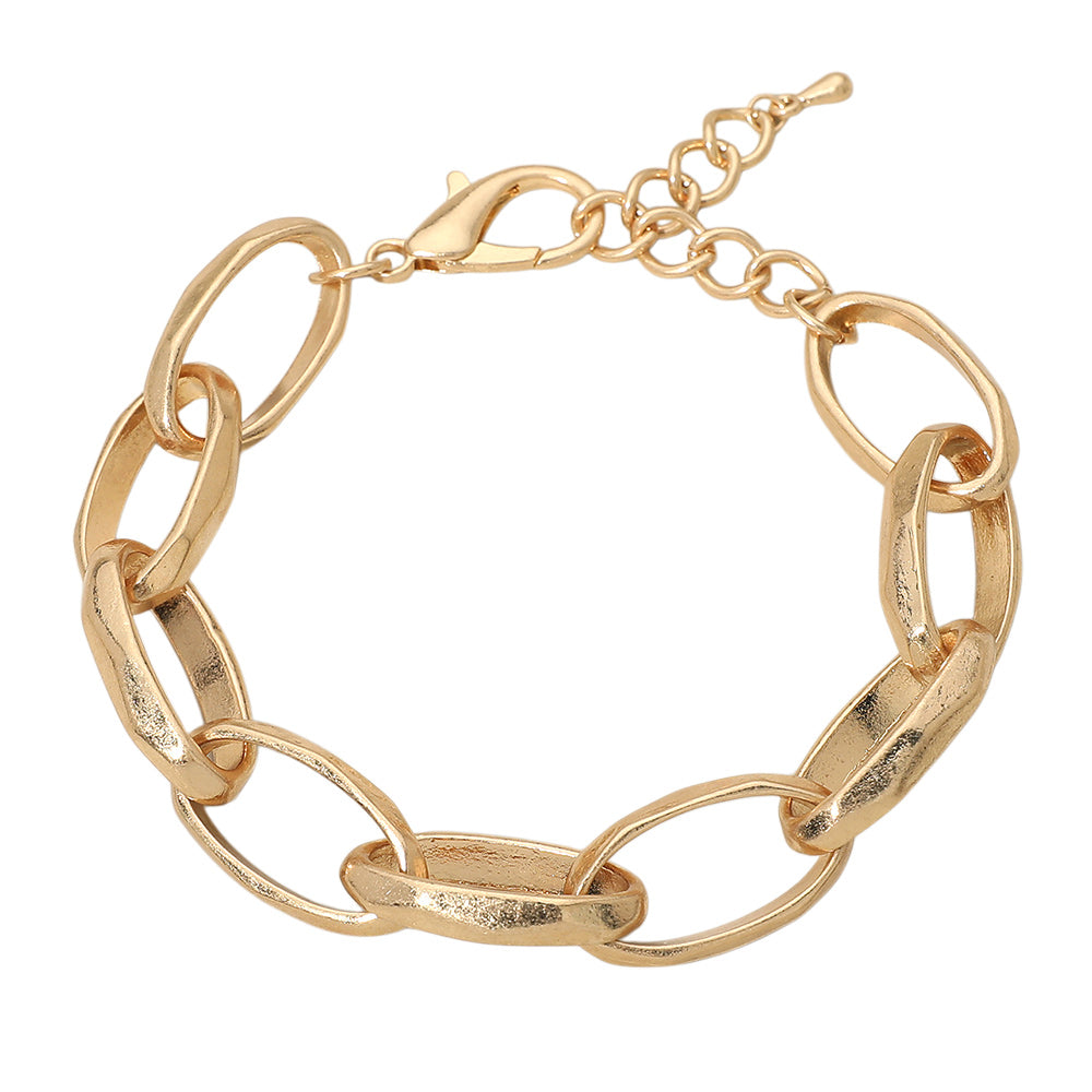 Madeline Love Worn Gold Chunky Metal Oval Link Bracelet - Bracelets - desc