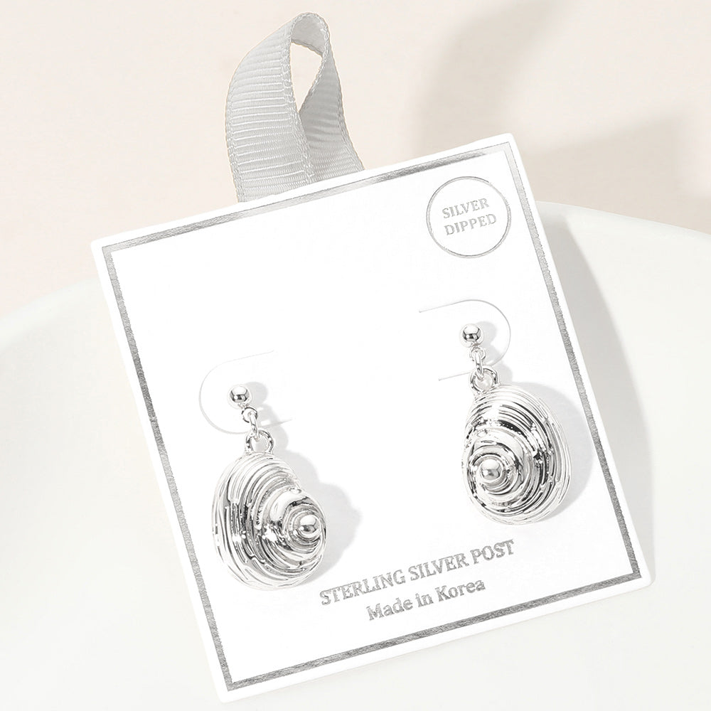 Madeline Love Rhodium Silver Dipped Spiral Shell Drop Dangle Earrings