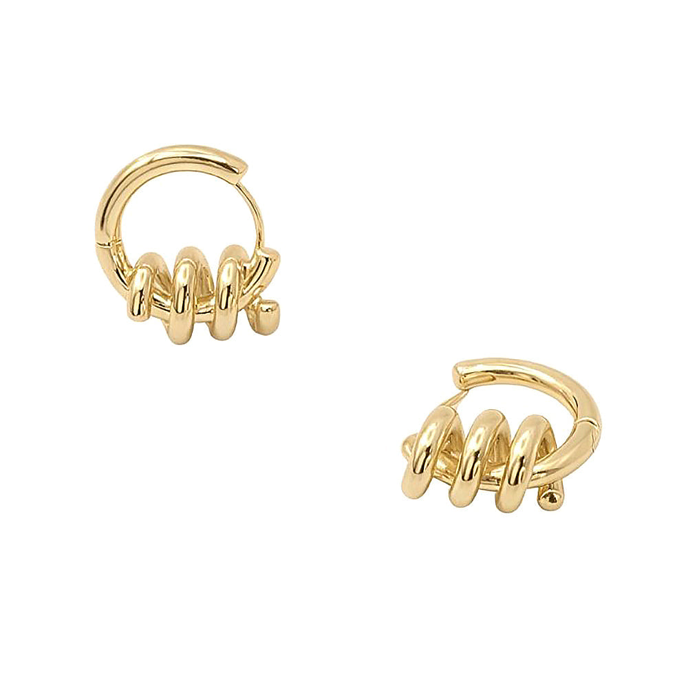 Madeline Love Gold 14K Gold Dipped Spiral Wrap Huggie Hoop Earrings - desc