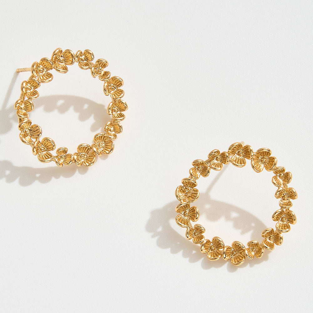Madeline Love Gold 14K Gold Dipped Floral Wreath Stud Earrings